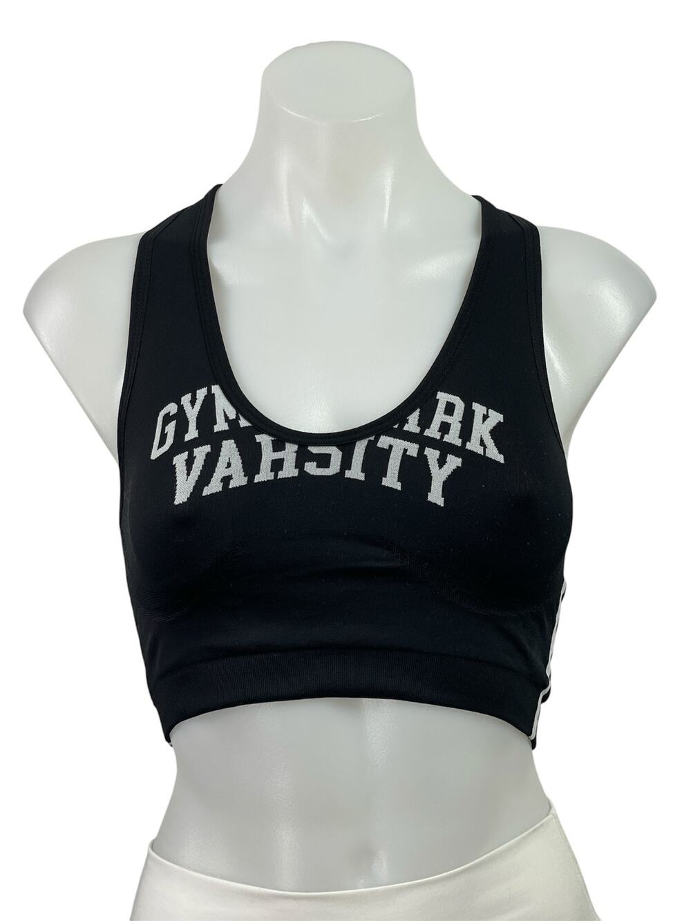 Gymshark Lift Varsity Black Racerback Seamless Sports Bra Cropped Tank Top Sz S